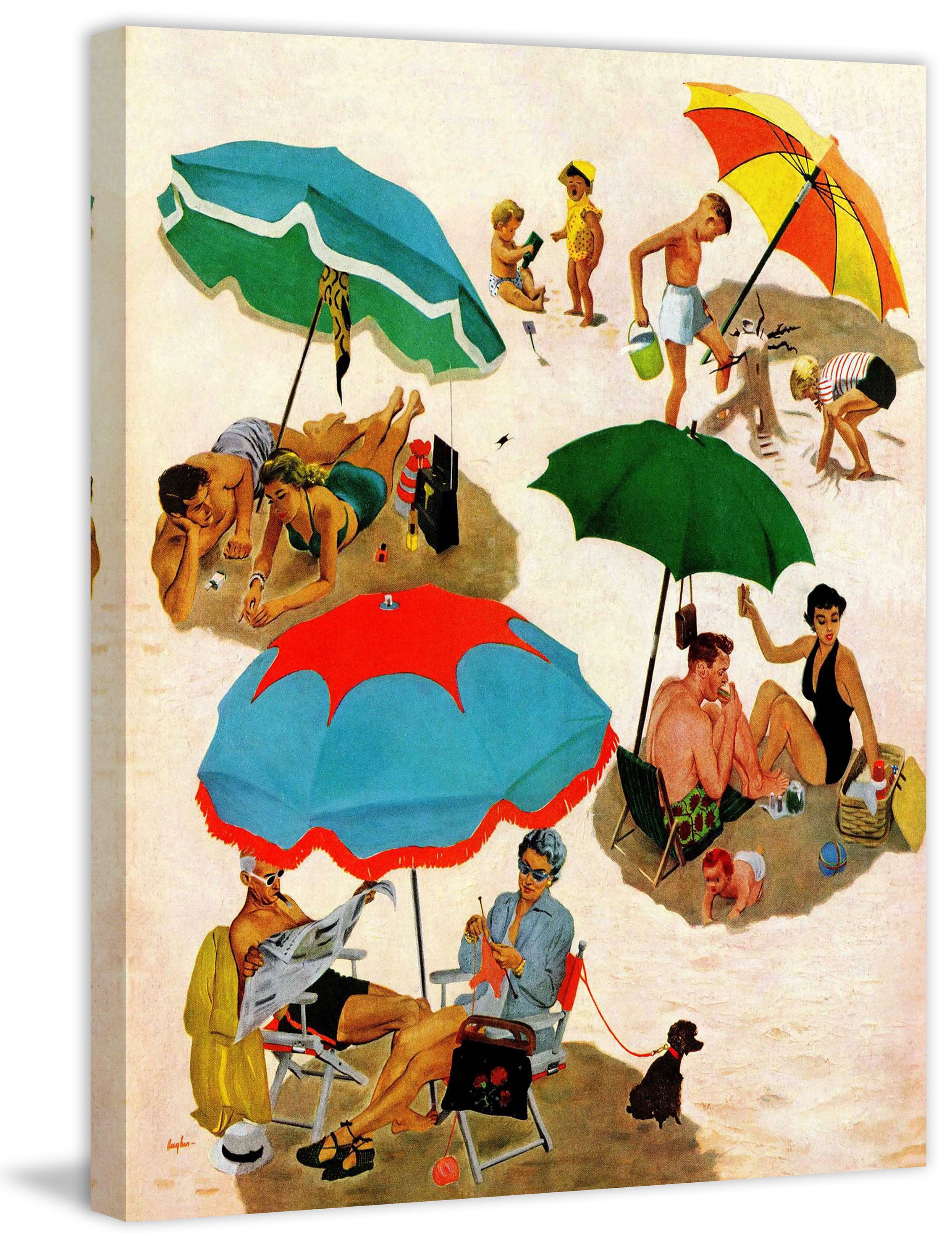 "Couples at the Beach" Painting Print on Canvas