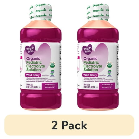 (2 pack) Parent's Choice Organic Electrolyte Solution, Wild Berry, 33.8 fl oz