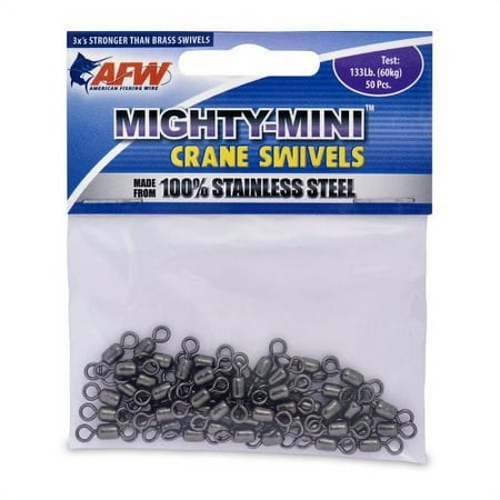 UPC: 0035926097667 | American Fishing Wire Mighty Mini Crane Swivels (100Percent Stainless Steel) Black Color Size 12 100Pound Test 50Pieces