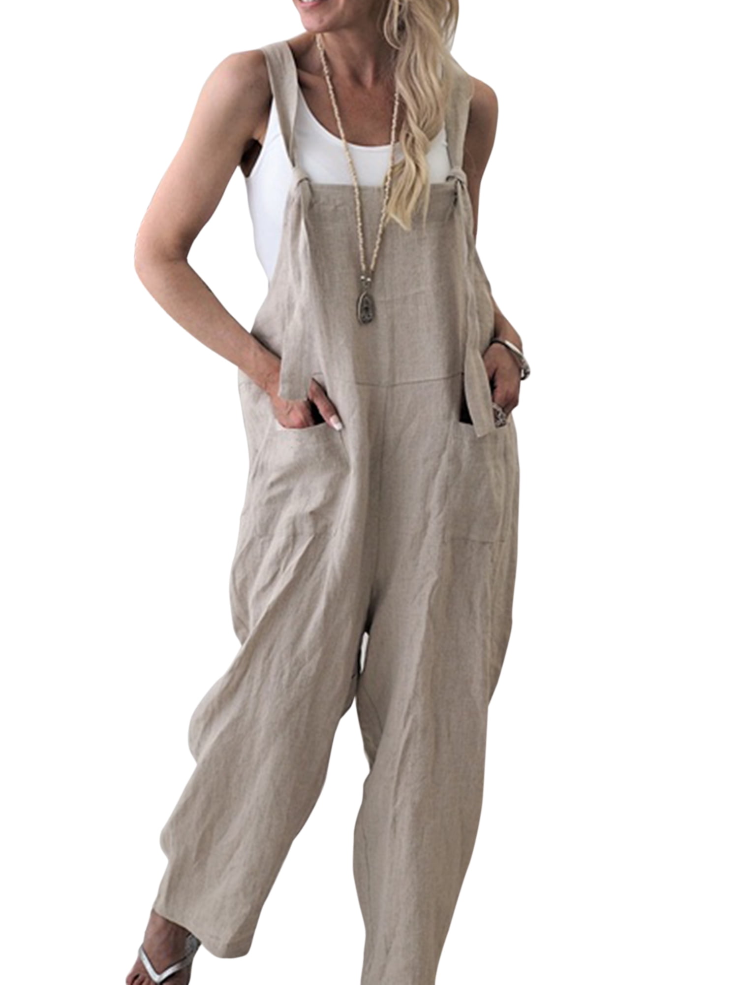 Women Loose Baggy Sleeveless Overall Long Jumpsuit Playsuit Trousers Harem Pants 