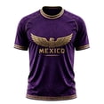 thumbnail image 2 of Mexico 2026 Soccer Cup Fan Jersey for Men, Crewneck Short Sleeve T-Shirt with Winged Totem & Geometric Print, Lightweight Breathable Athletic Top, 1 PC Dark Purple M, 2 of 4