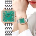 thumbnail image 5 of HBFAGFB Ladies Watch Womens Fashion Square Steel Versatile Wristwatch Going Out Daily Use Green, 5 of 5
