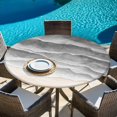 thumbnail image 6 of Grey Beach Coastal Round Tablecloth 36-44 Inch Round Fitted Table Cloth with Elastic Edge, Summer Nautical Seaside Ocean Ombre Waterproof Table Cover Protector for Outdoor Picnic Party Dining, 6 of 9
