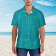 thumbnail image 4 of Balery Blue Green Glitter Print Men's Hawaiian Shirts Short Sleeve Beach Shirt Relaxed Fit Vacation Button Down Shirts-Large, 4 of 9