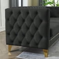 thumbnail image 6 of L-Shaped Sectional Sofa Couch, 82.2-Inch Velvet Tufted Upholstered Accent Sofa with Nailhead Trim and Gold Metal Legs, 5-Seater Chesterfield Corner Sofa with 3 Cushions for Living Room Office, Black, 6 of 7