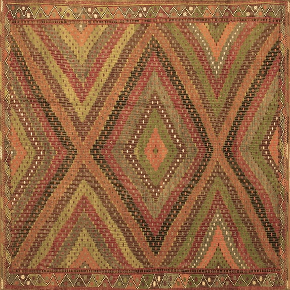 Ahgly Company Indoor Square Southwestern Brown Country Area Rugs, 7' Square