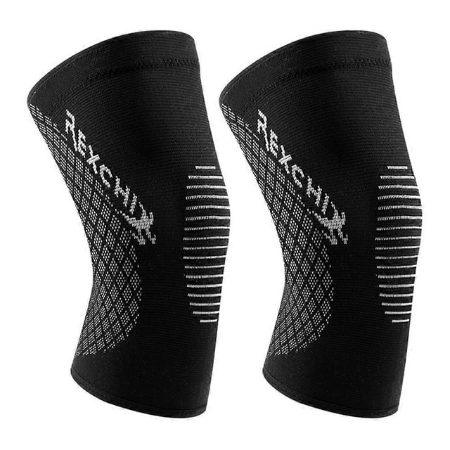 HX03 1 Pair Sports Protective Knee Pad 3D Weaving Elastic Running Fitness Knee Guard Sleeve - Black