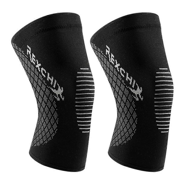 HX03 1 Pair Sports Protective Knee Pad 3D Weaving Elastic Running Fitness Knee Guard Sleeve - Black