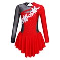 thumbnail image 1 of Doomiva Robe de Patinage Artistique pour Filles, Dos Creux, Jupe Justaucorps de Danse de Salon, Performance Lyrique, Rouge 14, 1 of 6