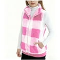 thumbnail image 6 of Children's Winter Plaid Vests Sleeveless Casual Warm Collar Top Fall Fashion Color Block Pocket Outerwear for Kids Pink 160, 6 of 9