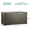 thumbnail image 4 of Dextrus 260 Gallon Extra Large Deck Box, Double-Wall Resin Outdoor Storage Box with Flexible Divider for Patio Garden, 1000lbs Load Capacity, Lockable & Waterproof (Light Brown), 4 of 9