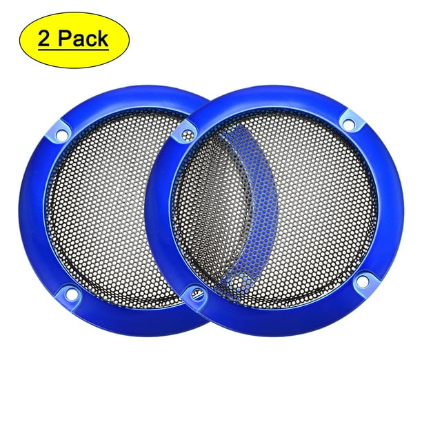 Cubierta de rejilla para altavoces Unique Bargains de 3 pulgadas, 95 mm, círculo decorativo, protector de subwoofer negro y azul claro, 2 piezas