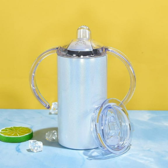 Sublimation 12oz Blank White, Pink, Blue, Purple, Silver Glitter Holographic Sippy Cup Stainless Drinking Tumbler