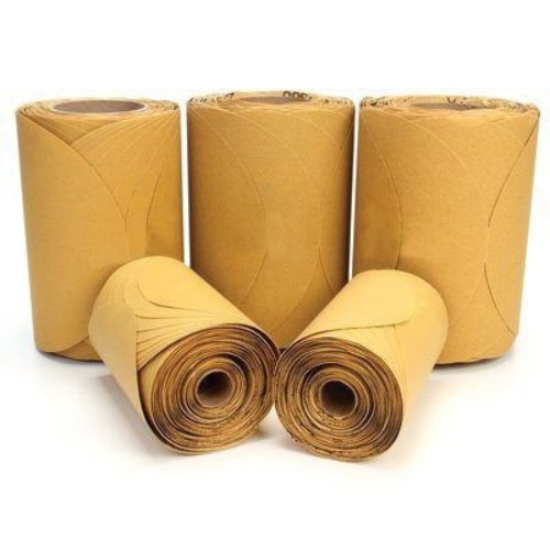 3M 01421 216U Series Stikit Gold Paper Abrasive Disc Roll, 5" Diameter, P280 Grit, PSA, Roll of 175