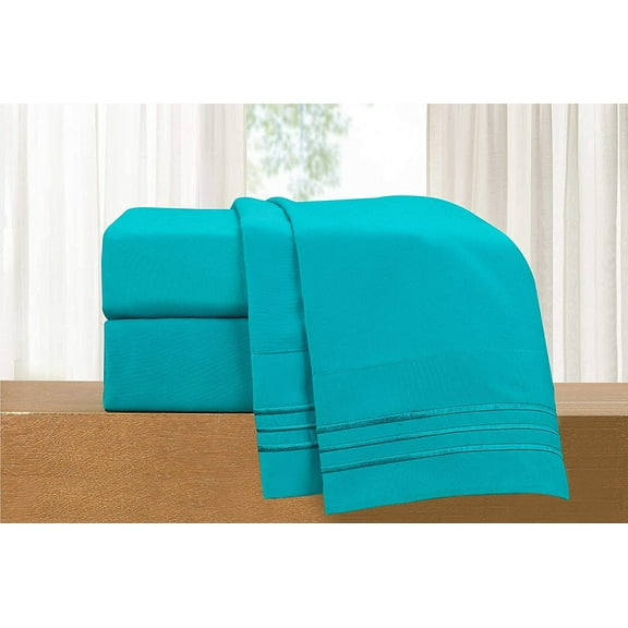 Elegant Comfort 4 Piece Bed Sheets California King Blue Texture 1500 Thread Count Polyester