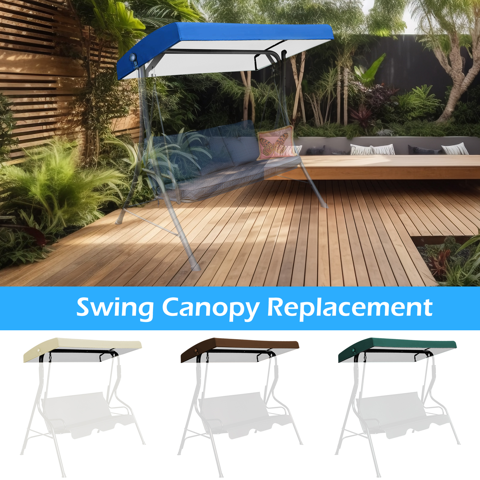 75 "x47" Swing Canopy Replacement Porch Top Cover Waterproof Swing Top