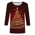 thumbnail image 5 of Mifsaly Plus Size Christmas Shirts for Women 3/4 Sleeve Loose T-Shirts Merry Xmas Tree Print Crewneck Tops Pullover Family Party Funny Blouse 2025 Holiday, 5 of 5