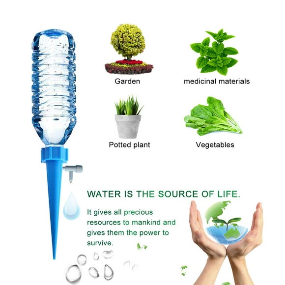 Adjustable Self Watering Spikes, Indoor Outdoor Plastic Bottle Garden Plants Drip Irrigation Spike System, Works as Watering Bulbs or Globes Stakes with Screw Valve
