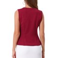 thumbnail image 3 of INSPIRE CHIC Women's Sleeveless Formal Top Button Decor Round Neck Cropped Peplum Vest Tops S Burgundy, 3 of 5