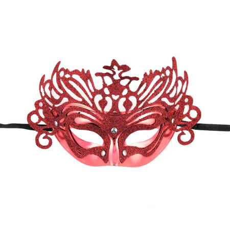 Unique Bargains Ladies Black String Red Glitter Powder Carnival Party Costume Mask