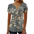 thumbnail image 2 of Xdegoge My Order History Online Summer Tops for Women 2025 Dressy Casual V Neck Short Sleeve Shirts Trendy Button Down T Shirt Tunic Cute Blouses Pullover Floral Print Going Out Tops Flash, 2 of 5