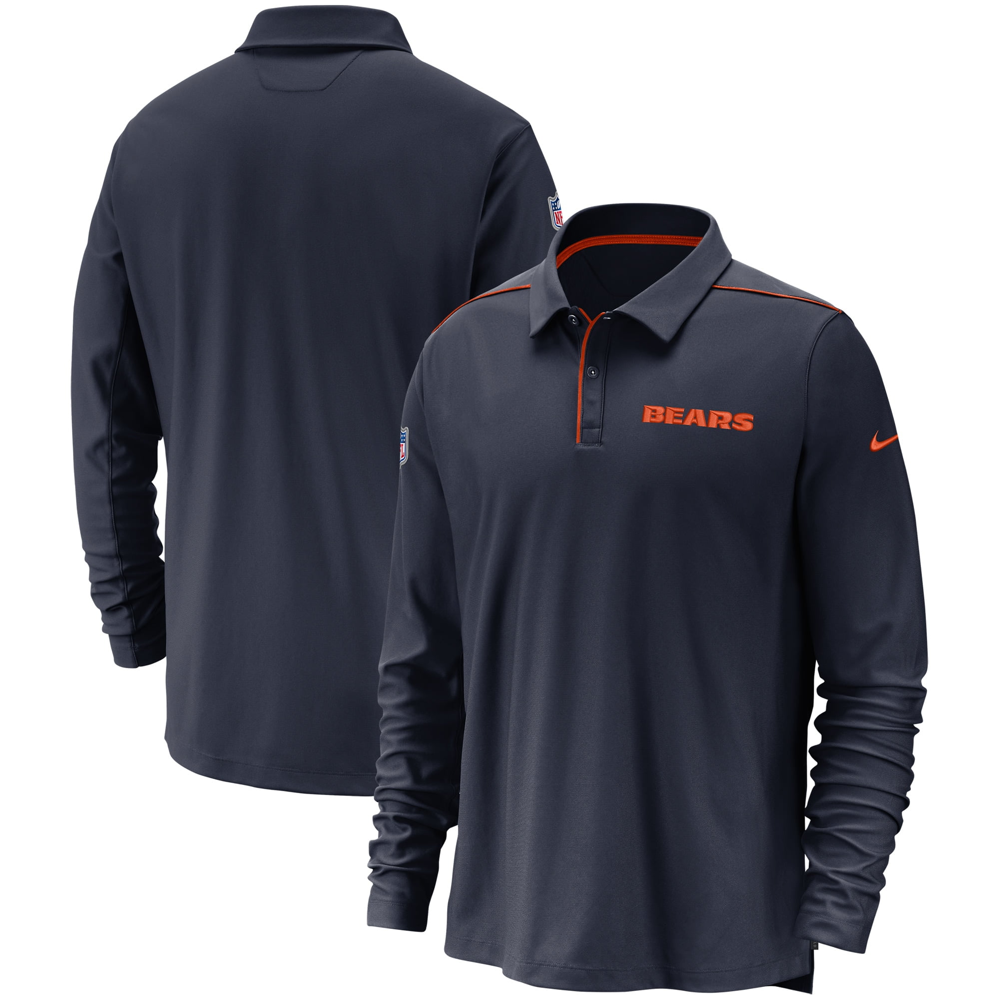 Chicago Bears Nike Sideline Performance Team Issue UV Long Sleeve Polo 