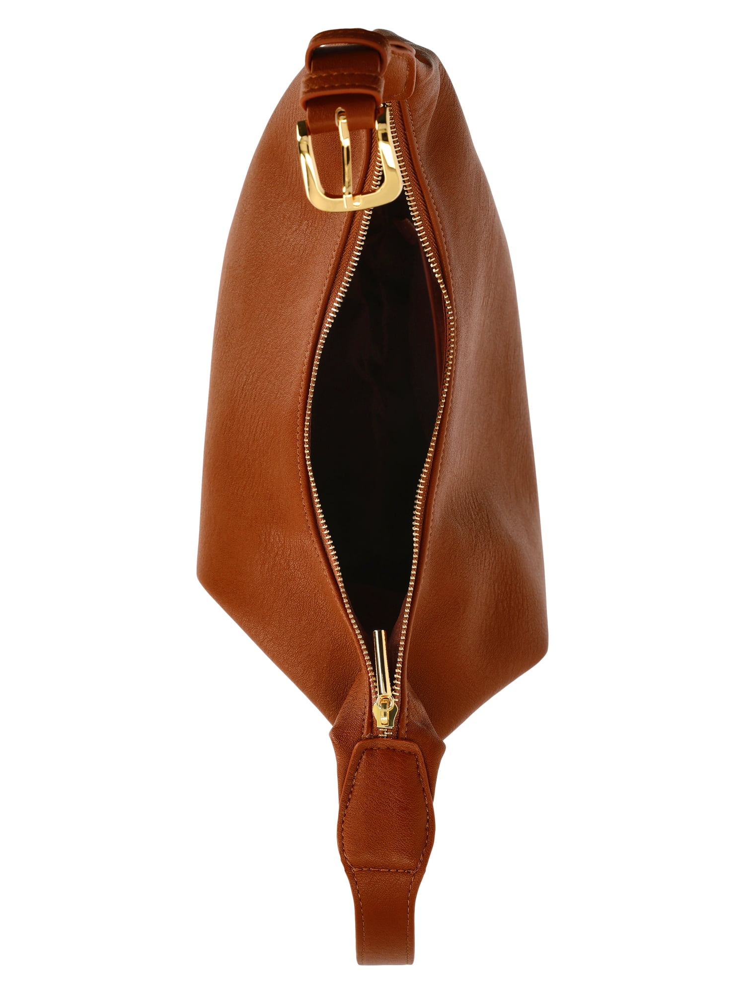 Time and Tru Women's Sybil Faux Leather Hobo Handbag, Cognac
