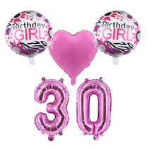 30th Birthday Girl Party Balloons Pink Foil Number Balloons Set