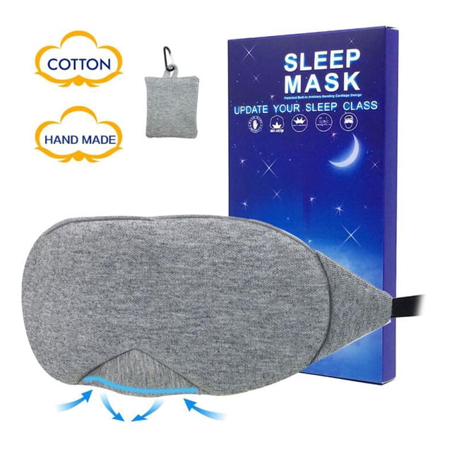 Máscara de algodón para dormir que protege los ojos de la luz con correa ajustable para dormir de noche, siesta, viajes