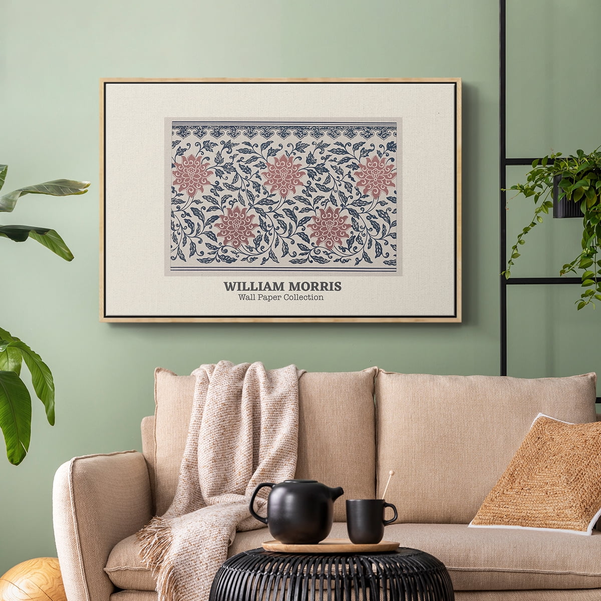 Vintage Abstract Print-XLIV Framed in Natural Wood Wood Gallery Wrapped Canvas 17 in. x 25 in.