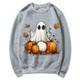 thumbnail image 5 of CLOISE Halloween Women Sweatshirt Trendy Ghost Print Pullover Sweatshirts Fall Long Sleeve Crewneck Hoodies Shirts Casual Tops Halloween Party Clothes Gray XL Spooky, 5 of 5