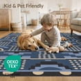 thumbnail image 4 of ODIKA 2'x3' Blue Navy Geometric Southwestern Block Washable Throw Rug Vintage Motif Design With Rainbow Arches for Hallway, Study Room, Non-Slip Low Profile, Flatwoven, 4 of 7