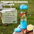 thumbnail image 2 of Portable Blender,270 Watt for Shakes and Smoothies Waterproof Blender USB Rechargeable with 20 oz BPA Free Blender Cups with Travel Lid. (Blue, 20 oz), 2 of 8
