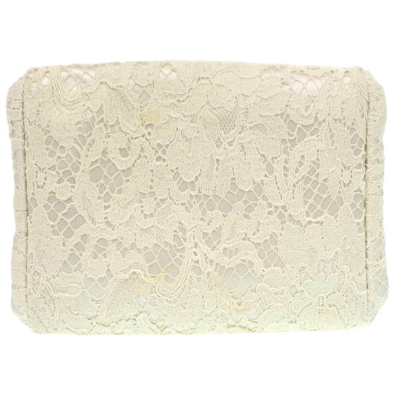 Pre-Owned Dolce & Gabbana Lace, Metal, Mouton, Off-White Clutch Bag 1846 (Good)