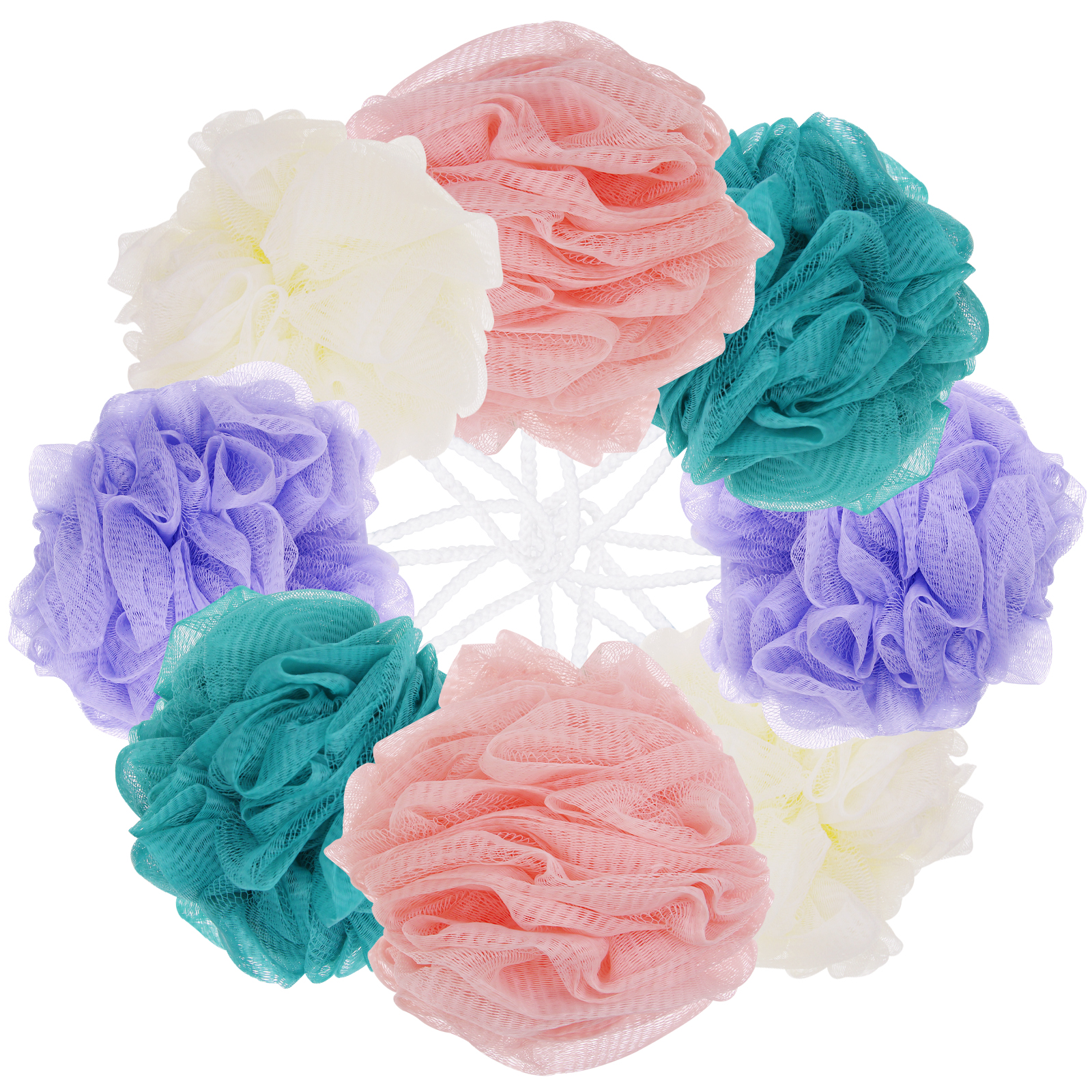 DVHOK 8Pcs Bath Sponge Shower Loofahs 60g Mesh Pouf Balls Sponge