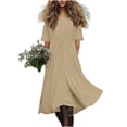 thumbnail image 4 of Iyufng Women's Summer Dresses Waist-Cinched Short-Sleeve Flowy Maxi Dress, 4 of 9