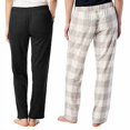 thumbnail image 2 of Lucky Brand Women's 2 Pack Straight Leg Lounge Pant with Drawstrings and Pockets Size: L, Color: Simple Buffalo Plaid Grey/Black, 2 of 2
