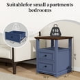 thumbnail image 3 of 18" Farmhouse Nightstand with Charging Station, Blue End Table with 2 Drawers & Storage Shelf, Rustic Bedside Table for Bedroom, Living Room, 18.1"D x 18.1"W x 24.2"H, Set of 1, 3 of 5