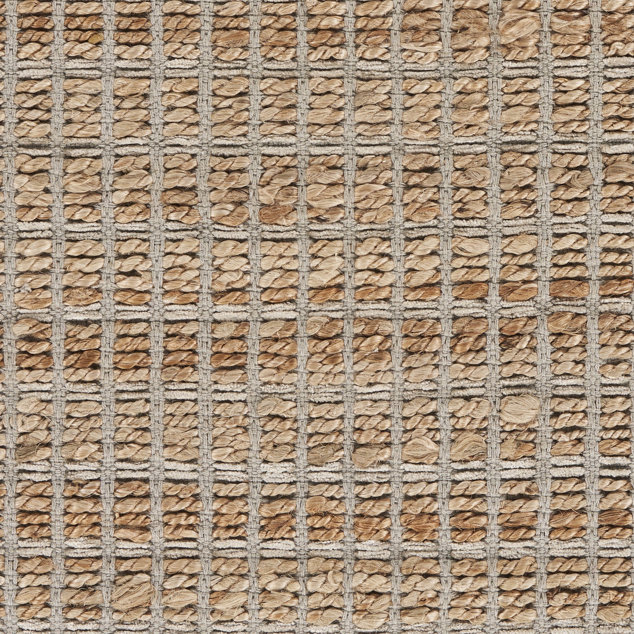 LR Home Natalie Jade Natural/Gray Grid Transitional Jute Blend Area Rug, 5' x 7'9"