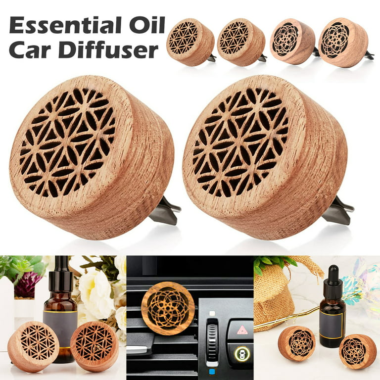 Hands DIY 2Pcs Car Essential Oil Diffuser Natural Wood Car Aromatherapy  Diffuser with Clip Retro Car Essential Oil Diffuser Car Air Freshener  Decoration for Auto Truck Van 