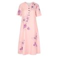 thumbnail image 4 of Womens Casual Loose Butterfly Printing V Neck Half Sleeve Button Pockets Long Dress Sexy Summer Boho Floral Formal Sundresses Wedding Guest Prom Bodycon Cocktail Dresses A68-6786, 4 of 8