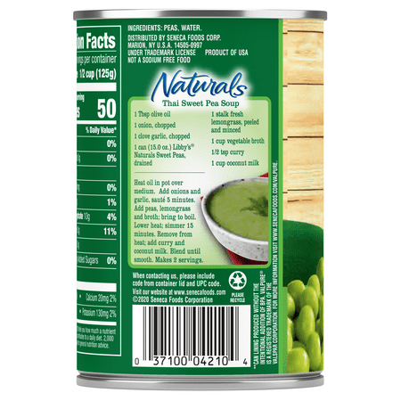Libby's Naturals No Salt and No Sugar Added Sweet Peas, 15 oz