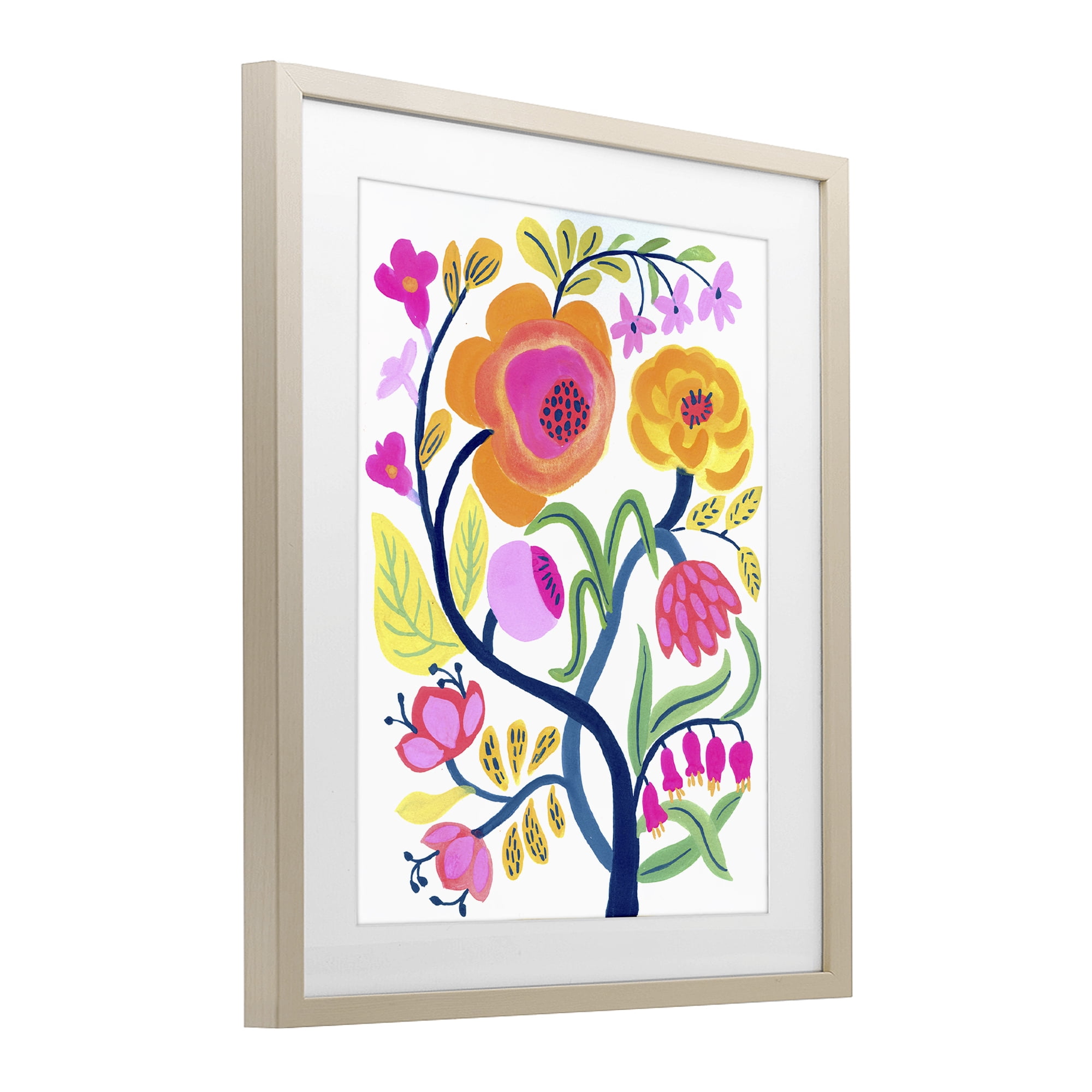 Stupell Industries Blue Tree with Warm Flowers Birch Framed Print Under Glass, design by Suzanne Allard