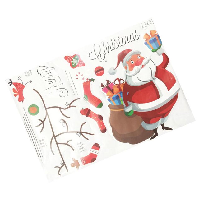 Navidad Papá Noel Medias Ventana Adhesivos Adhesivos Calcomanías Decoración
