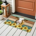 thumbnail image 5 of Bathroom Rugs 2x3 Ft, Farmhouse Cow Non Slip Area Rugs for Kitchen Bedroom Entryway, Vintage Country Sunflower Teal Brown Wooden Washable Carpet Runner Rug Floor Mats for Bedroom Home Decor, 5 of 9