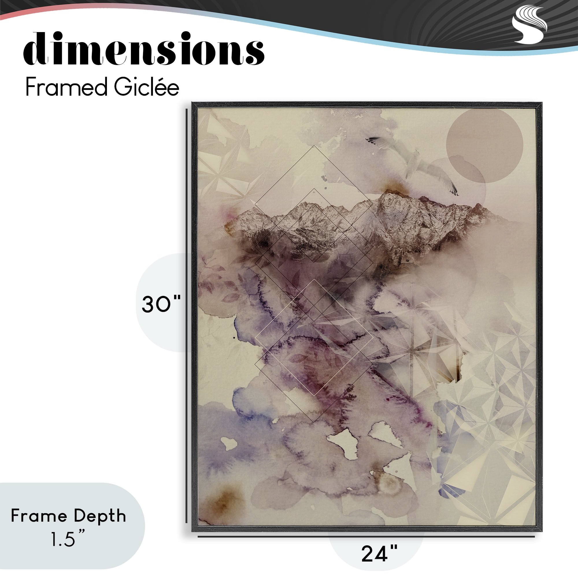Stupell Industries Dust Abstract with Geometrics Black Framed Giclee Art, design by Gemma Bardot