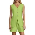thumbnail image 6 of ZZwxWA Womens 2 Piece Summer Work Casual Sets, Sleeveless Button Down Loose Vest Outfits Matching Drawstring Baggy Shorts, 6 of 7