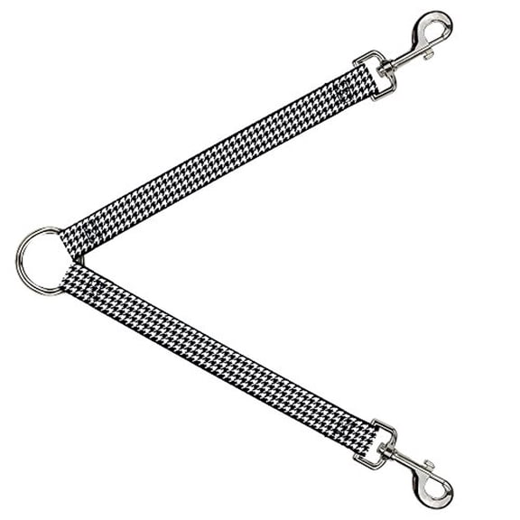 Buckle-Down Leash Splitter - Houndstooth Black White - 1" Wide - 30" Length