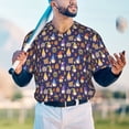 thumbnail image 5 of Zufioo Gnomes And Houses Print Men's Baseball Short Sleeve, Moisture Wicking Button-Down Hip Hop Tee-XX-Large, 5 of 7