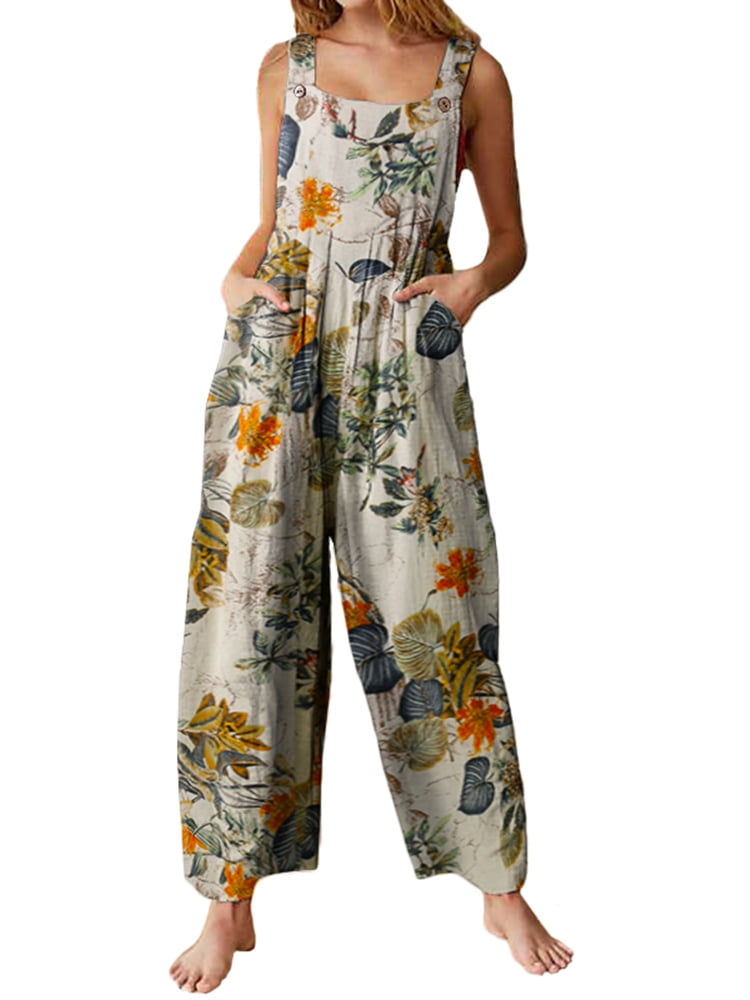Love & Freedome Jumpsuit Women 2019 Floral Print Trousers Bohemian Rompers Long Pants Summer Overalls